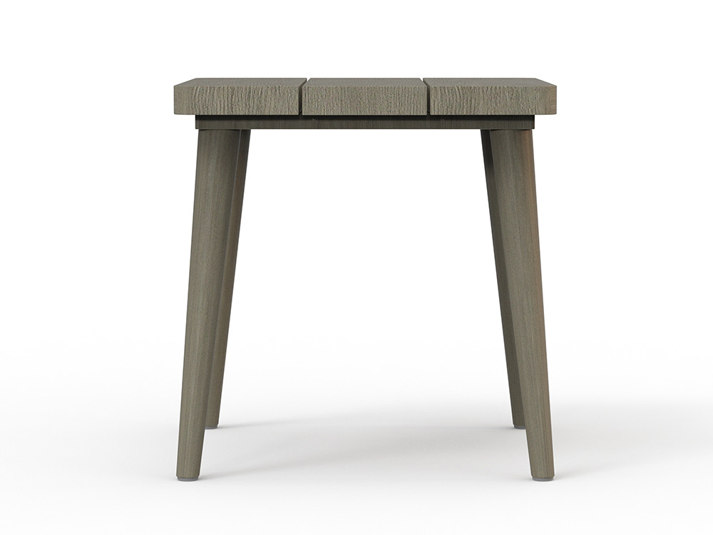 Mesa exterior madera Neo Krabi por Skyline: diseño en madera de teca gris envejecida de lujo para Seismil Studio en Madrid