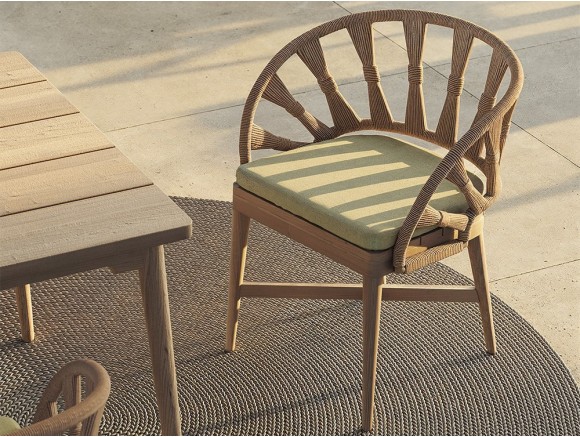 Sillas de comedor tapizadas modernas Neo Krabi de Skyline: teca gris, cuerda y cojín premium en Mobel 6000 de Madrid.