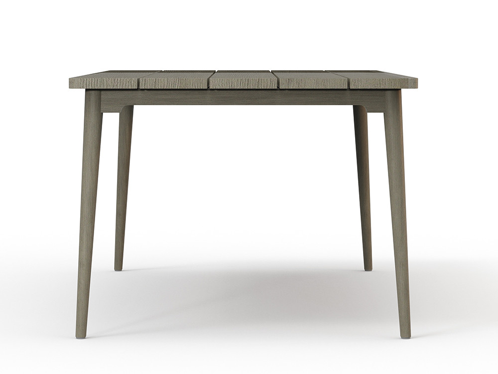 Elegante mesa comedor madera Neo Krabi por Skyline: teca gris envejecida de gran calidad en Mobel 6000 de Madrid