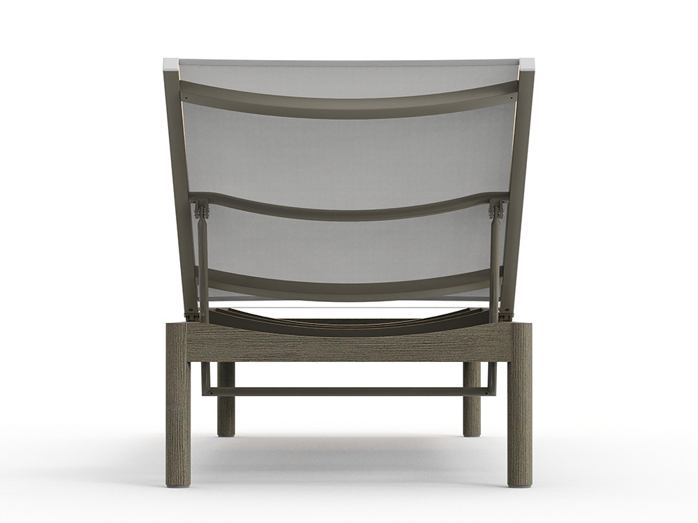 Tumbona reclinable jardin Neo Krabi de Skyline: estructura aluminio imitación teca y textilene en Mobel 6000 de Madrid.