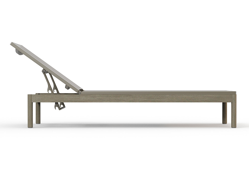 Skyline presenta la tumbona para jardin Neo Krabi: aluminio imitación teca y respaldo reclinable en Seismil Studio Madrid