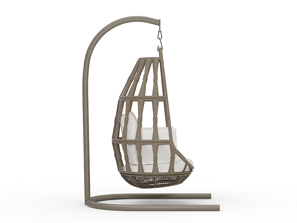 Columpio jardín Neo Krabi por Skyline: soporte, teca gris y cojines tapizados de lujo en tu tienda Mobel 6000 de Madrid