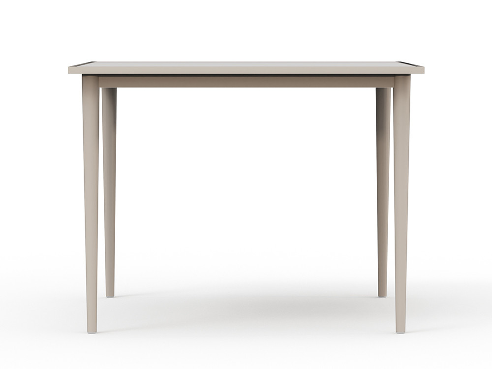Mesa comedor cristal Neo Moma por Skyline: rectangular, aluminio white wash y sobre de vidrio en Mobel 6000 de Madrid.