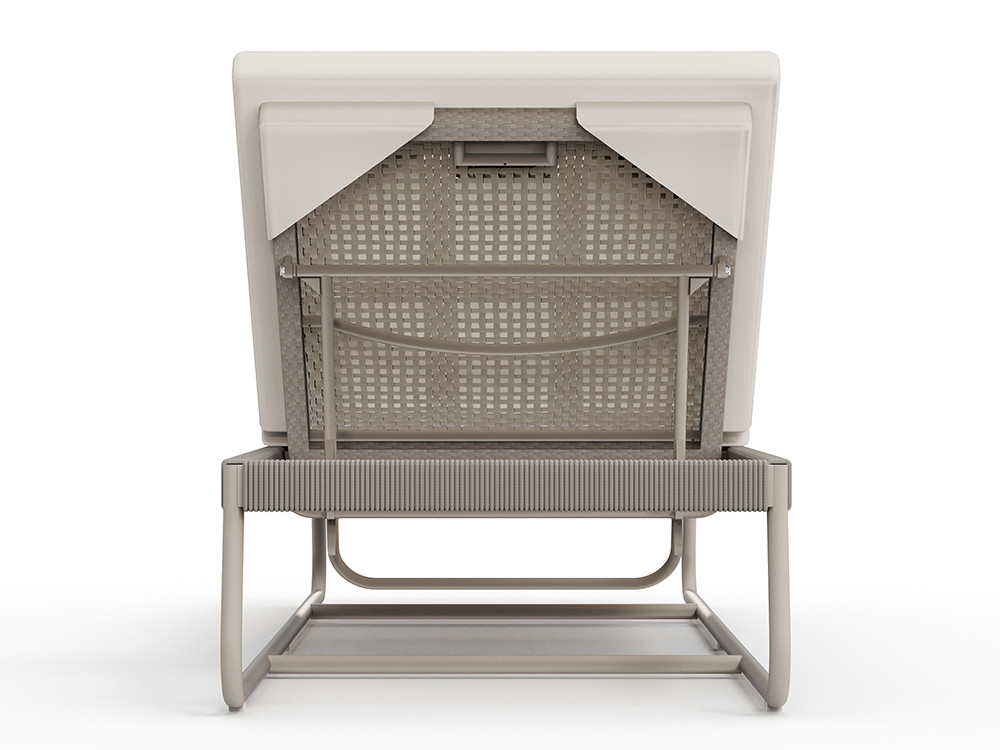 Skyline presenta la tumbona para jardin Neo Moma: aluminio white wash y cuerda beige premium para Seismil Studio Madrid