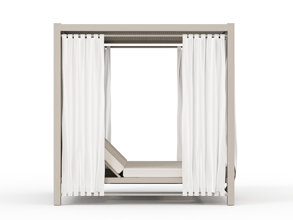 Camas balinesas Neo Moma de Skyline: aluminio white wash y cuerda beige con cojines premium en Mobel 6000 de Madrid