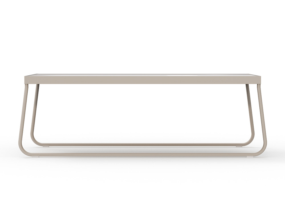 Compra online la mesa de centro moderna Neo Moma de Skyline Design: aluminio white wash y cristal en Seismil Studio web