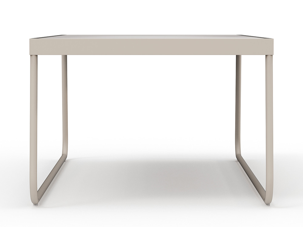 Mesa jardin aluminio Neo Moma de Skyline Design: estructura white wash y cristal templado en la tienda Seismil Studio