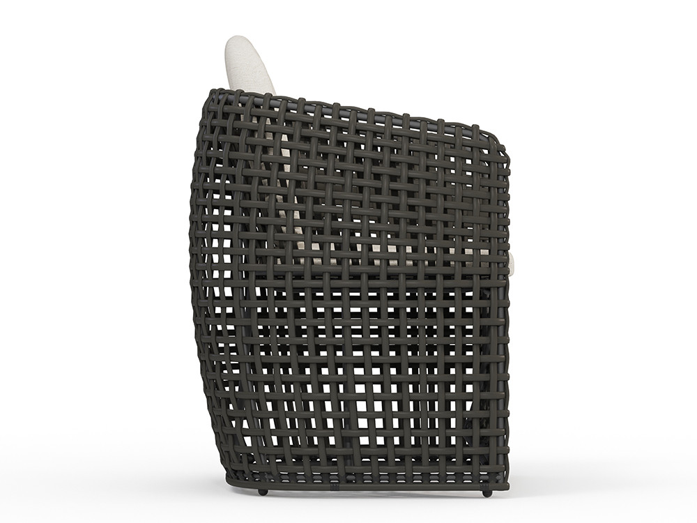 Elegantes sillones de exterior modernos Neo Dynasty: fibra Umber Grey y aluminio con cojines premium seleccionados
