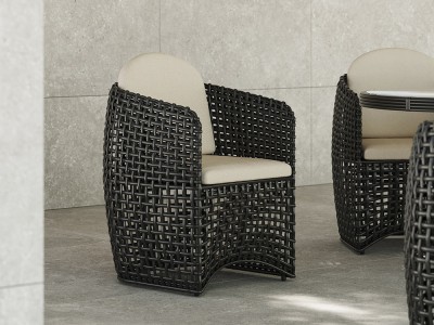 Sillas de diseño comedor Neo Dynasty por Skyline Design: fibra Umber Grey y aluminio. Disponible en la tienda de Madrid