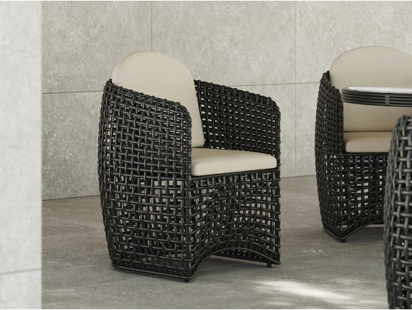 Sillas de diseño comedor Neo Dynasty por Skyline Design: fibra Umber Grey y aluminio. Disponible en la tienda de Madrid