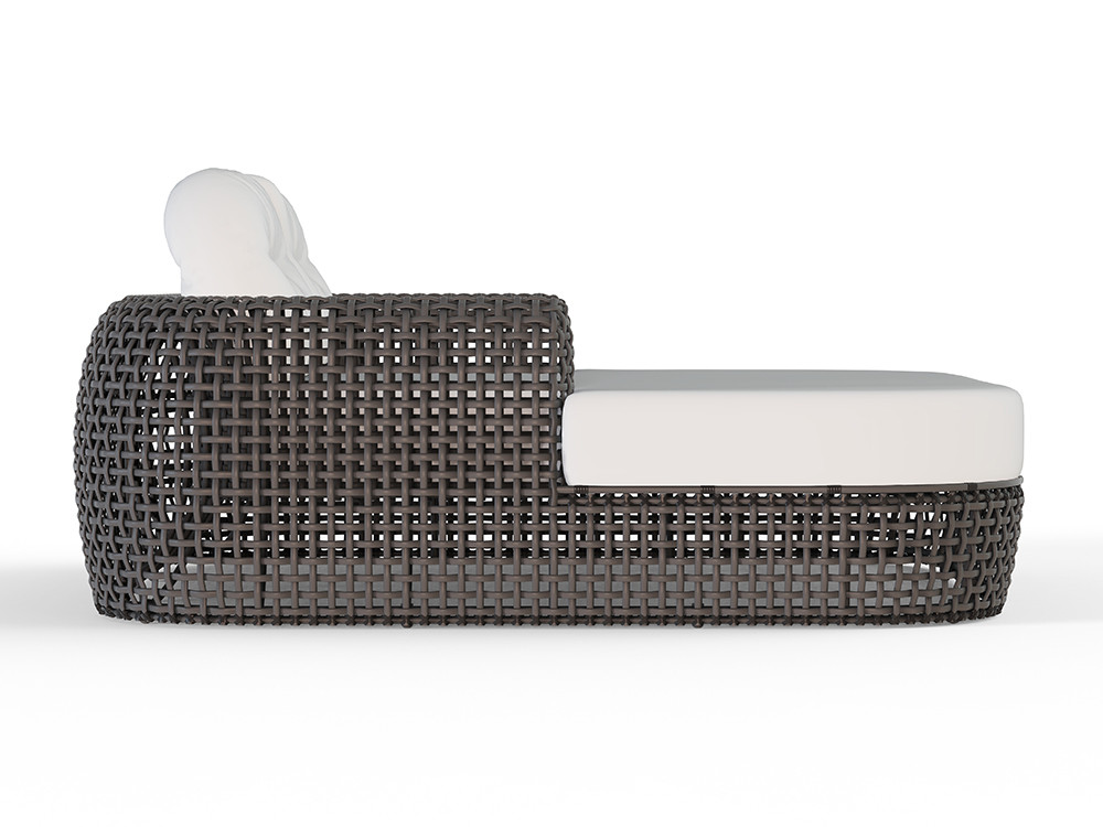 Elegante cama exterior jardín Neo Dynasty: aluminio cubierto de fibra sintética trenzada artesanal. Calidad premium