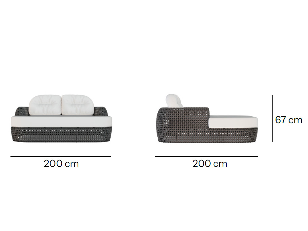 Muebles de jardín Neo Dynasty de Skyline Design: daybed de aluminio y fibra sintética trenzada artesanal muy premium