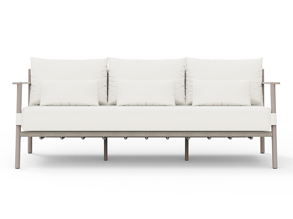 Sofá exterior aluminio Nara: diseño artesanal en acabado cocoa y cuerda beige premium. Compra online Mobel 6000
