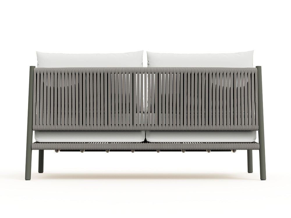 Muebles exterior aluminio Nara de Skyline: sofá de 3 plazas en cocoa y cuerda beige. Haz tu compra online