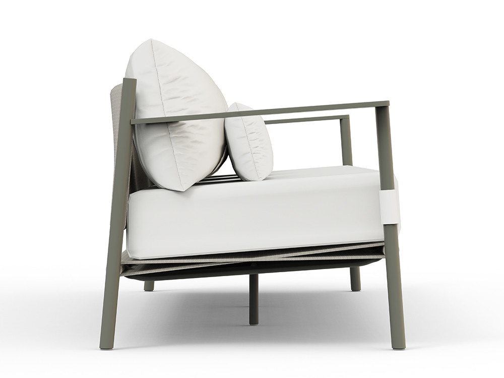 Confort con el sofá exterior Nara: aluminio cocoa y cuerda trenzada beige. Calidad premium en Mobel 6000