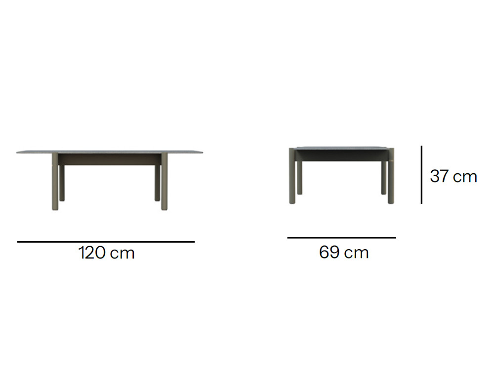 Mesas de centro modernas Nara de porcelánico y aluminio. Realiza tu compra online en Mobel 6000.