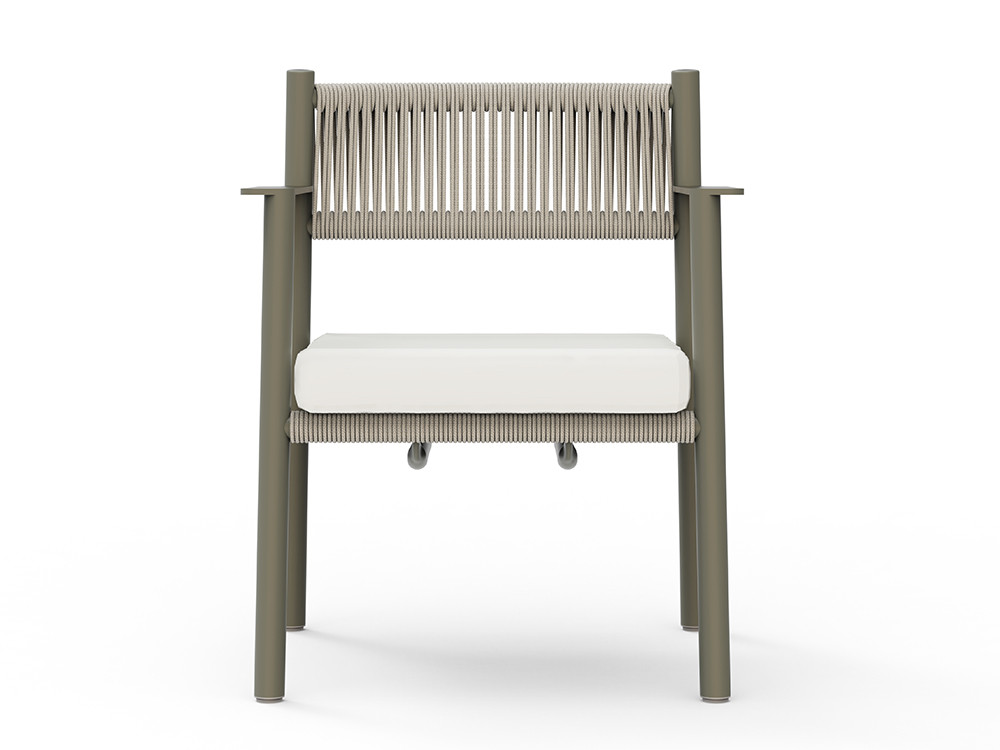 Sillas jardin aluminio Nara: diseño con cuerda trenzada beige y cojín tapizado. Disponible en Mobel 6000