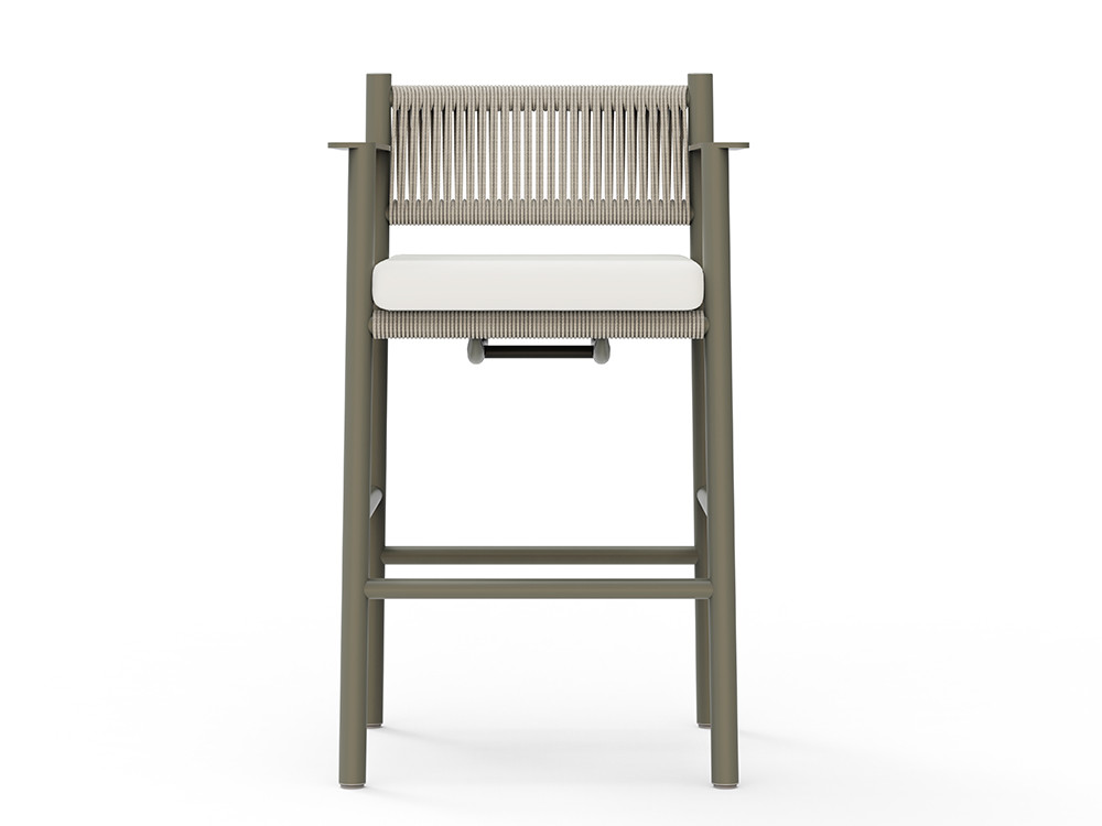 Taburetes modernos Nara por Skyline Design: aluminio cement grey y cuerda beige. Realice su compra online en Mobel 6000