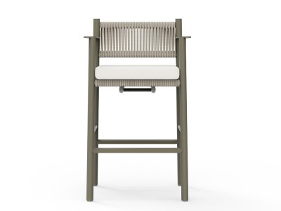 Taburetes modernos Nara por Skyline Design: aluminio cement grey y cuerda beige. Realice su compra online en Mobel 6000