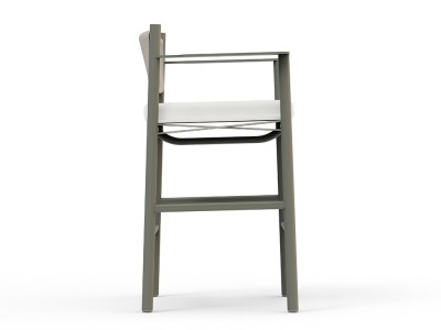 Taburetes altos diseño Nara: fusión de estructura de aluminio cement grey y trenzado artesanal de cuerda color beige