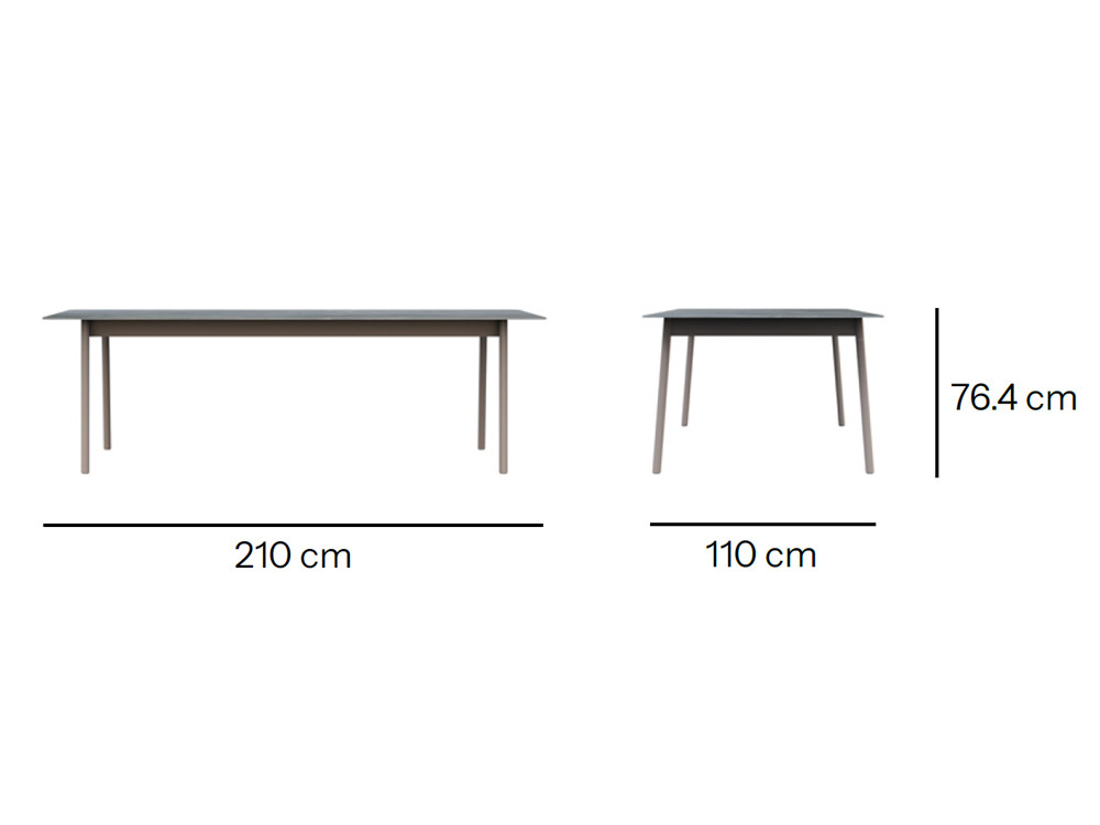 Mesa jardín aluminio Nara por Skyline: fusión de base cocoa y sobre porcelánico. Mobiliario de exterior con gran diseño