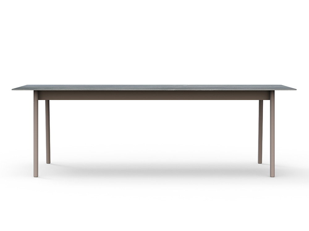 Mesa comedor exterior Nara: base cement grey y sobre porcelánico. Realice su compra online en Mobel 6000
