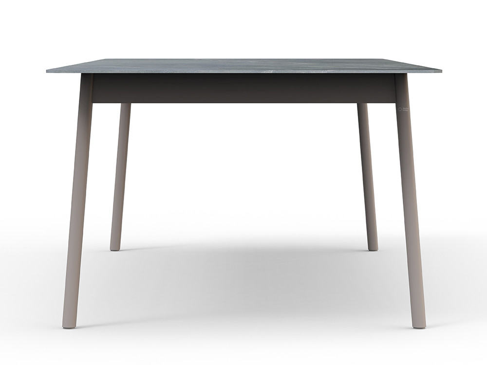 Skyline presenta la mesa jardín aluminio Nara: sobre porcelánico y patas cement grey