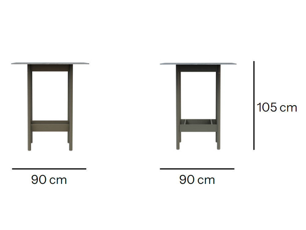 Mesa exterior aluminio Nara de Skyline Design: fusión de patas metálicas y sobre porcelánico de gran durabilidad