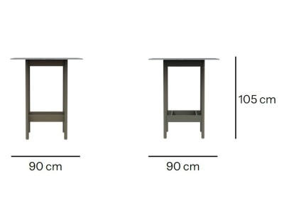 Mesa exterior aluminio Nara de Skyline Design: fusión de patas metálicas y sobre porcelánico de gran durabilidad