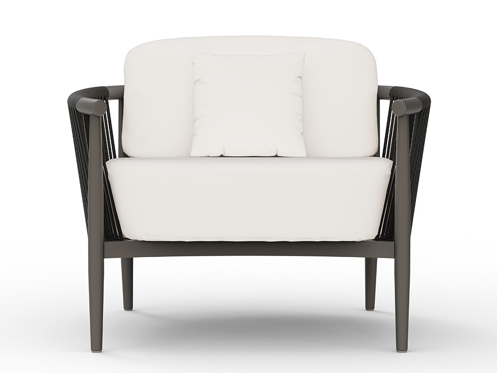 Sillón exterior Clover: acabado en aluminio blanco roto y cuerda. Realice su compra online en Mobel 6000 con gran garantía