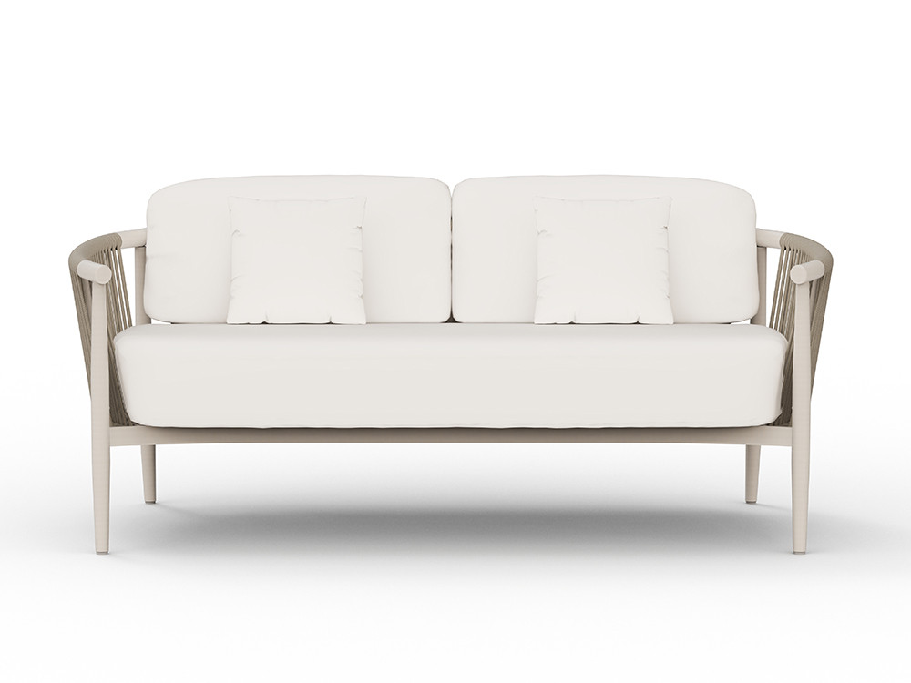 Sofás de exterior Clover: estructura de aluminio negro y cuerda trenzada. Realice su compra online en Mobel 6000