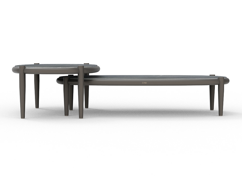 Skyline Design presenta la mesa de centro Clover: estructura de aluminio y porcelánico