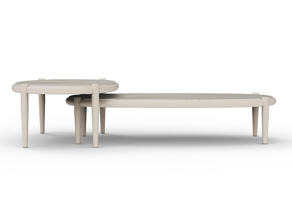 Elegante mesa exterior aluminio Clover con sobre porcelánico: disponible en tres medidas para combinar en su terraza