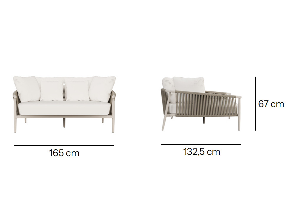 La daybed exterior Clover ofrece un diseño formal en aluminio y cuerda trenzada con textiles de exterior confortables