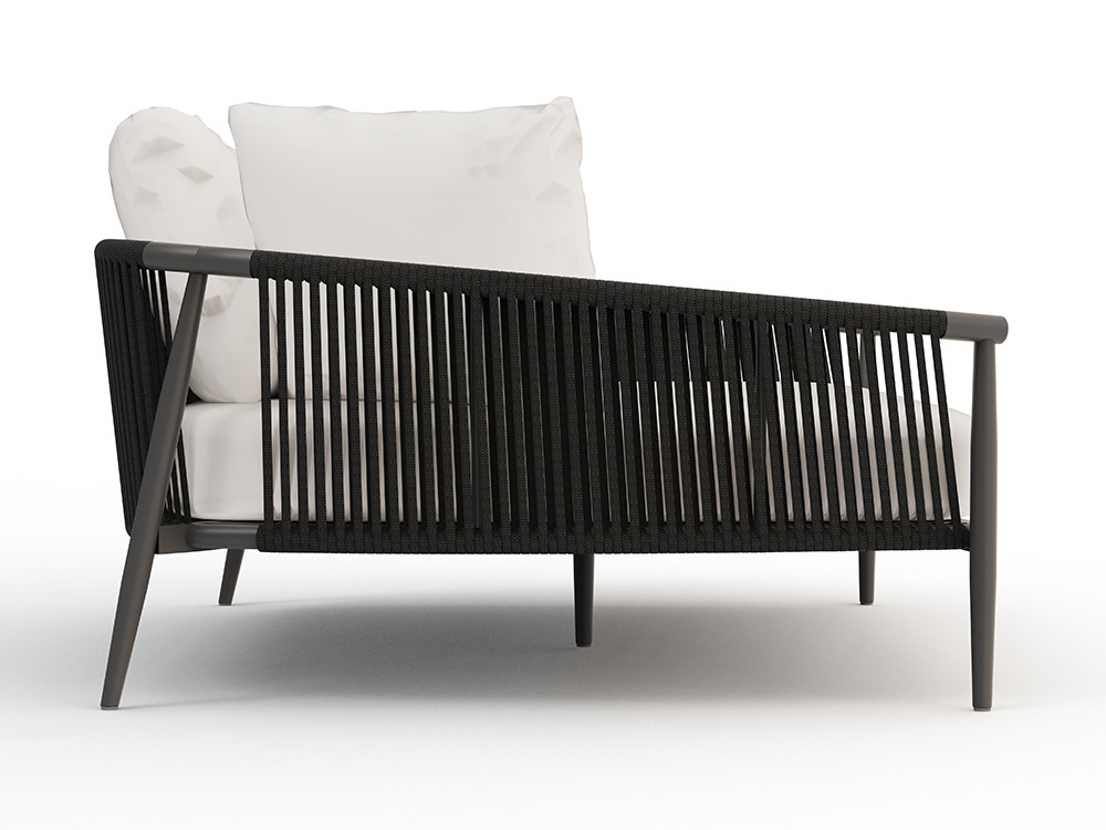 Disfruta del descanso con la cama de jardín Clover: estructura de aluminio, cuerda trenzada y tejidos premium