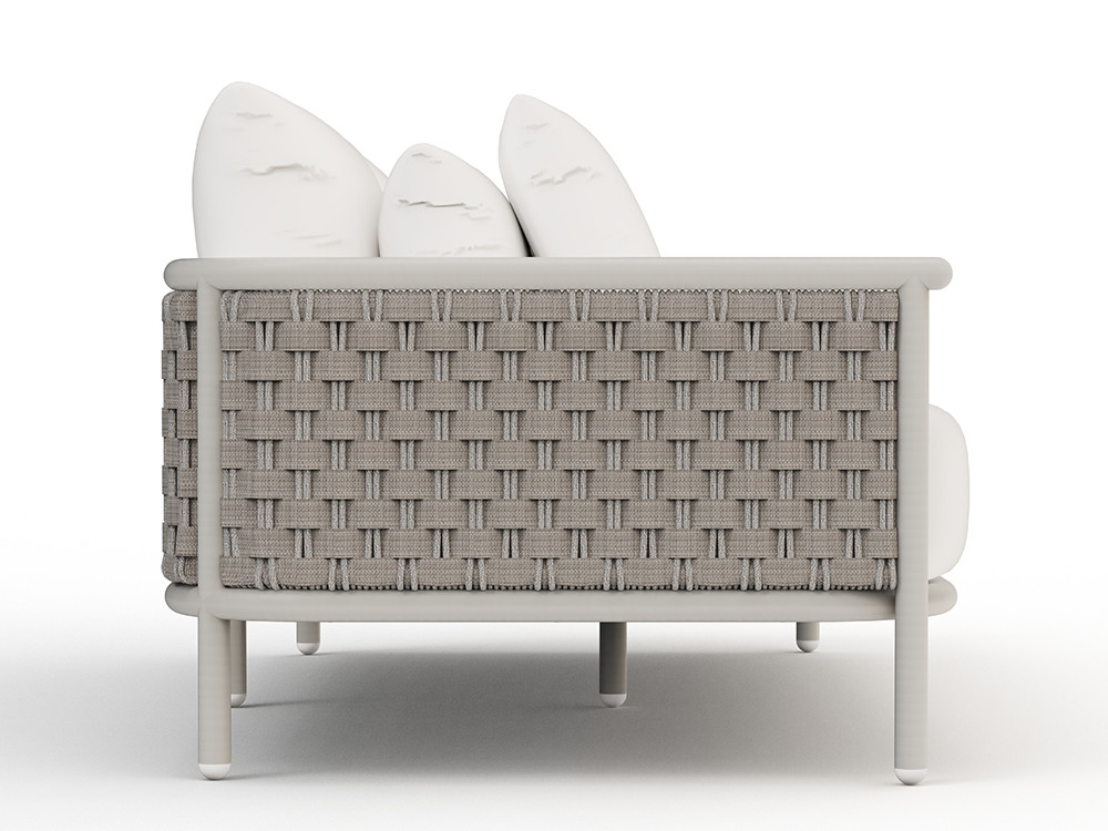 Skyline presenta el sofá exterior aluminio Botit: trenzado artesanal en white wash para tu espacio Seismil Studio