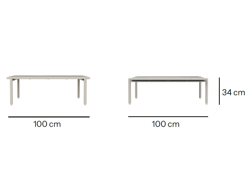 Esta resistente mesa exterior aluminio Botit con porcelánico y aluminio white wash es la pieza que falta en tu jardín.