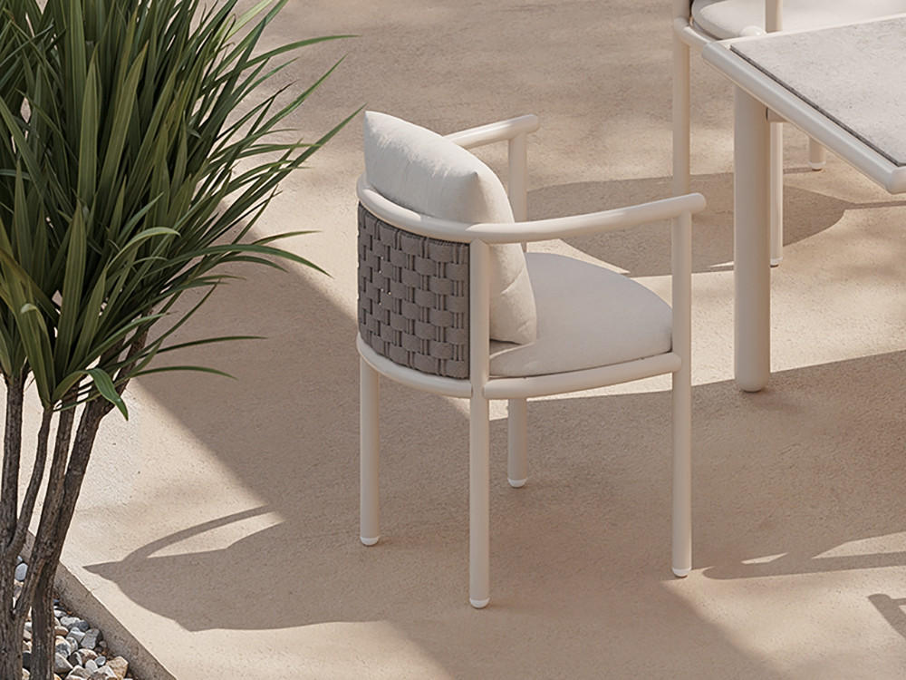 Tus cenas serán únicas con la silla jardín aluminio Botit de Mobel 6000 en Madrid. Cuerda trenzada y su confort