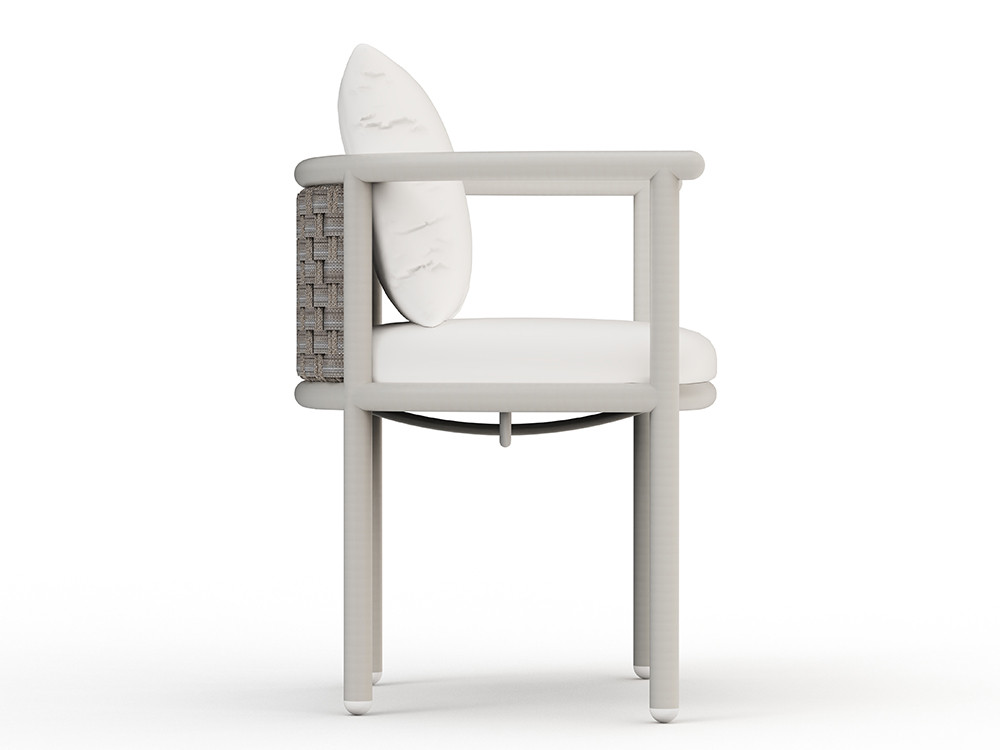 Descubre la silla cuerda trenzada Botit: estructura de aluminio white wash y tejidos premium para tu espacio Seismil Studio.
