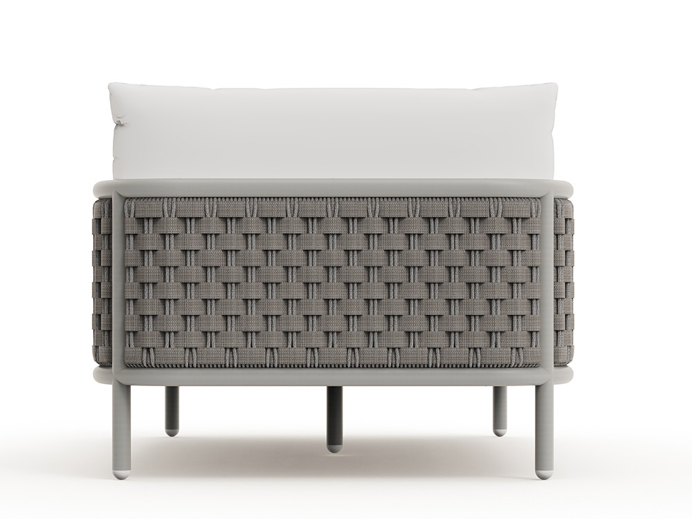 Descubre la exclusividad de esta tumbona exterior Botit con trenzado mixto en white wash para tu espacio exterior
