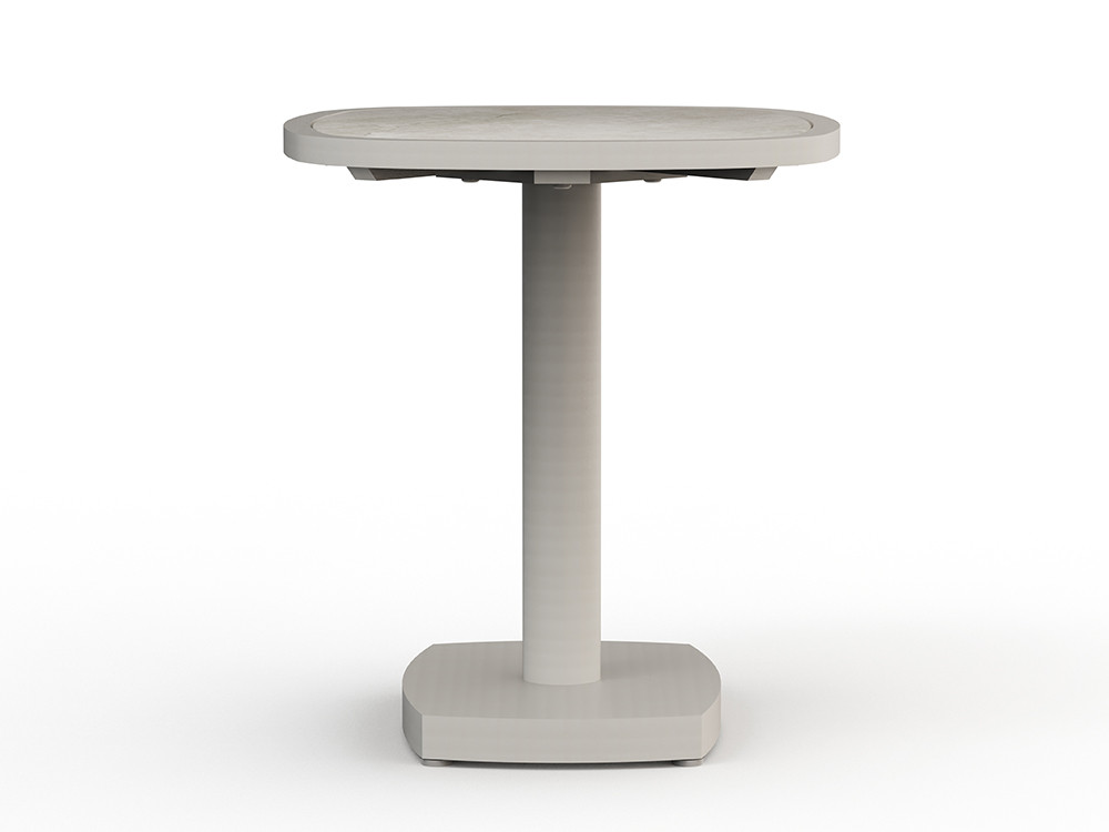Esta mesa auxiliar de centro Botit en aluminio white wash y porcelánico es perfecta para completar tu rincón de jardín.