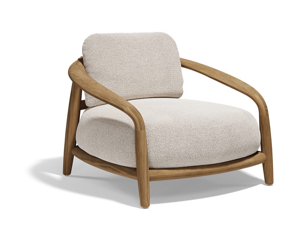 Descubre el sillón de jardín Fusta de Vondom: teca y líneas redondeadas premium. Realiza tu compra online en Mobel 6000