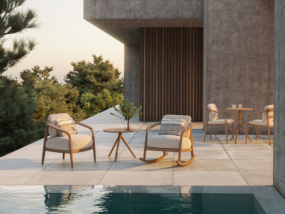 Mejora tu terraza con la mesa auxiliar de diseño Fusta en teca natural. El formato redondo o cuadrado te va a encantar.