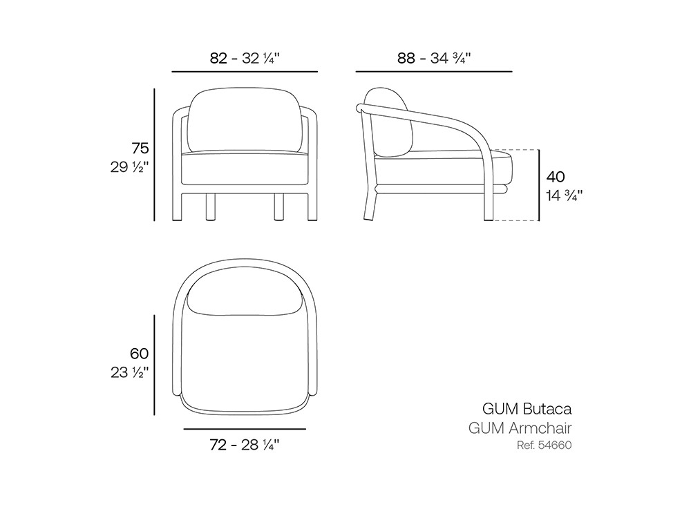 Mejora tu jardín con el sillón exterior Gum de Vondom. Sus formas redondeadas de aluminio y cojines premium te van a encantar.