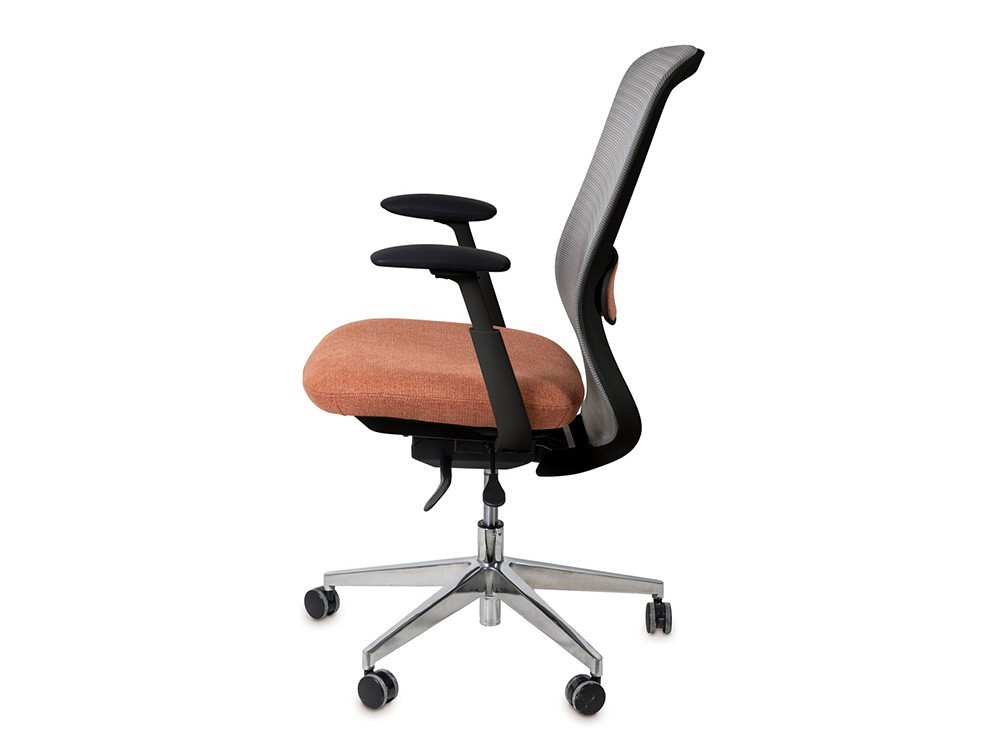Disfruta largas jornadas con la silla de oficina Rotterdam. Soporte lumbar y brazos 4D para reducir la fatiga diaria.