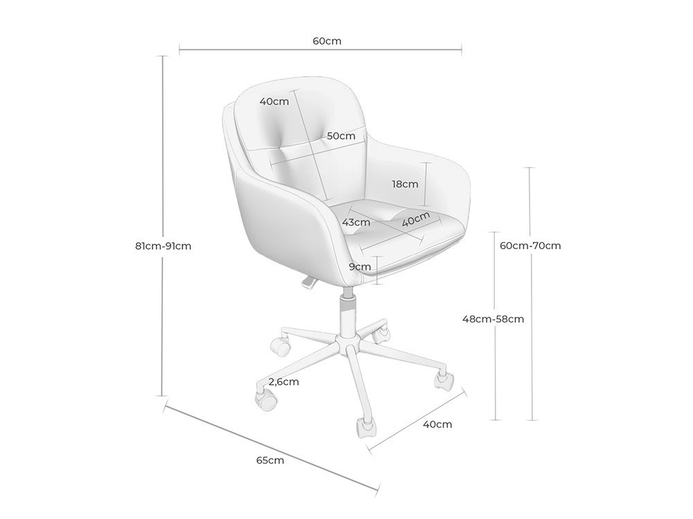 Disfruta jornadas cómodas con este sillón oficina Ontario. Sus líneas curvas cuidan tu postura con un estilo funcional.
