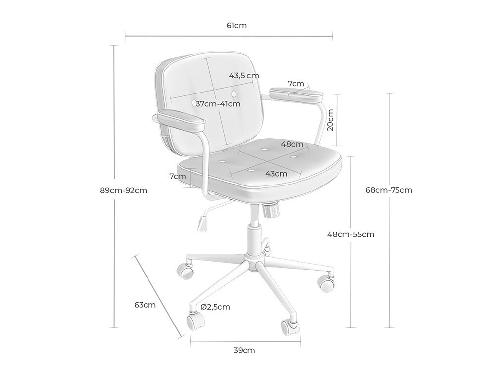 Esta silla de oficina Columbia une ergonomía y estética retro. Ajusta su altura y pies para un confort muy personalizado.