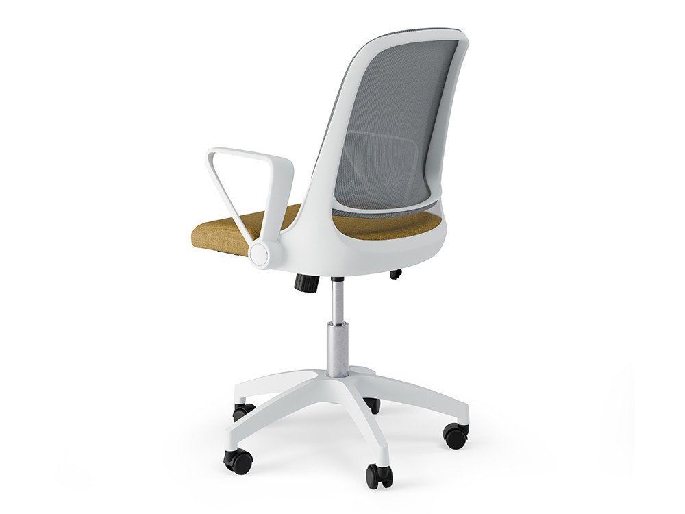 Esta silla de estudio Siracusa con base metálica en gris y blanco ofrece durabilidad. Estilo moderno para tu oficina actual.