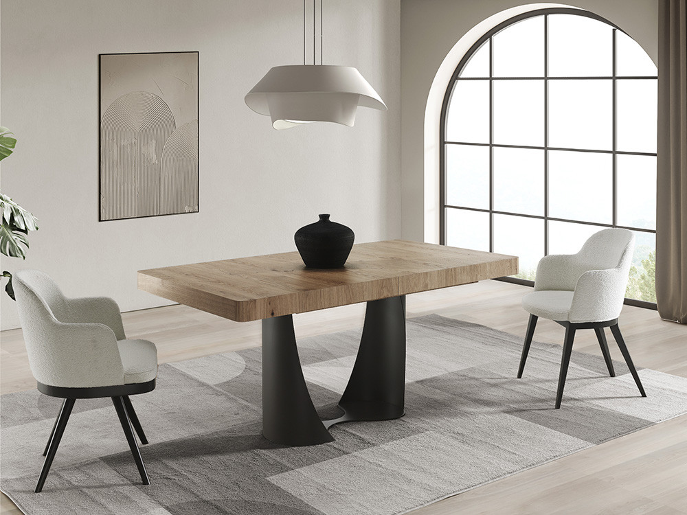 Mesa de comedor extensible Duna con dos extensiones de Indesan