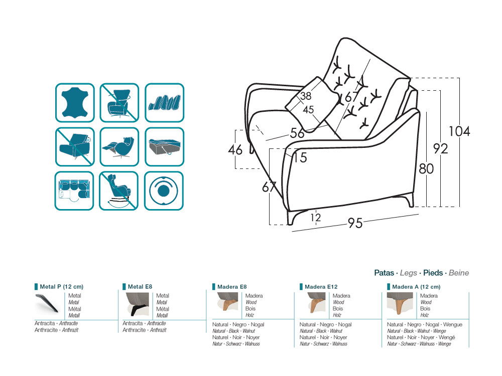 Disfruta el confort del sofa relax electrico Sía tapizado en piel o tejido. Un diseño modular y premium para tu salón.